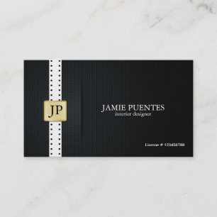 Metallic Platinum Gold & Black interior design Business Card