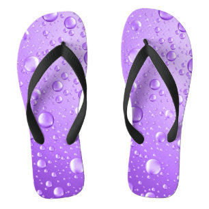 Metallic Purple Abstract Rain Drops Flip Flops