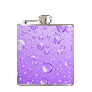Metallic Purple Abstract Rain Drops Hip Flask