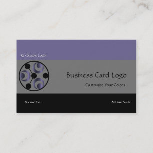 Metallic Purple Black - Planets and Moons Logo Business Card