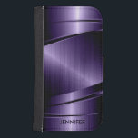Metallic Purple Brushed Aluminum Look Samsung S4 Wallet Case<br><div class="desc">Elegant monogramed deep purple metallic shiny design in brushed aluminum look This is not a metal but image that looks metallic and shine is a digital effect</div>