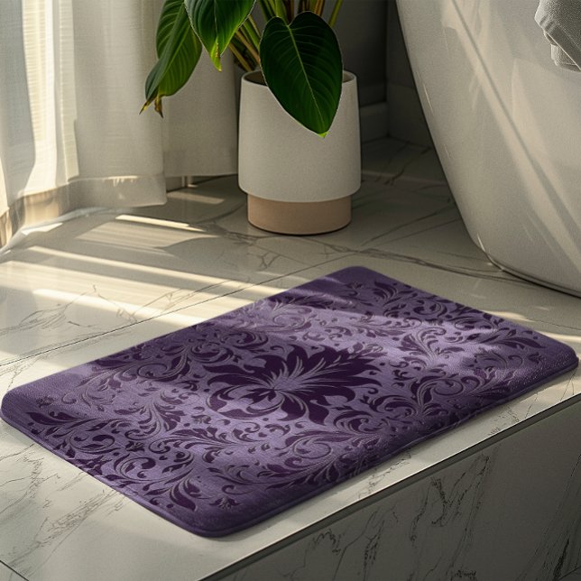 Metallic Purple Brushed Aluminum Purple Lace Bath Mat (Creator Uploaded)