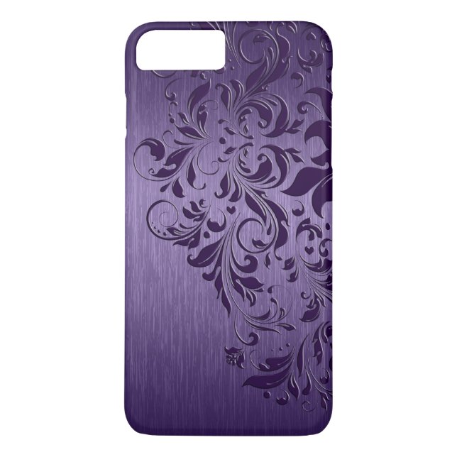 Metallic Purple Brushed Aluminum Purple Lace Case-Mate iPhone Case (Back)
