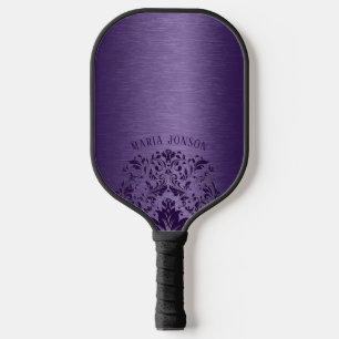 Metallic Purple Brushed Aluminum Purple Lace Pickleball Paddle