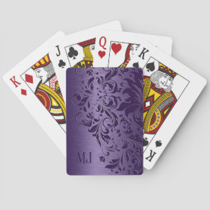 Metallic Purple Brushed Aluminum Purple Lace Playing Cards