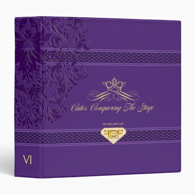 Metallic Purple Decorative Stripes 3 Ring Binder (Front/Spine)