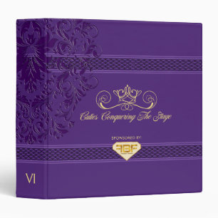 Metallic Purple Decorative Stripes & Swirls Binder