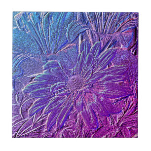 Metallic Purple Floral Tile