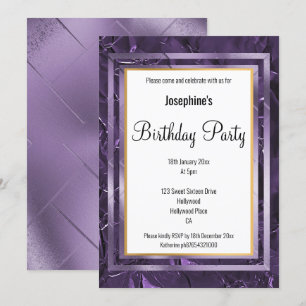 METALLIC PURPLE LAYER FOIL BIRTHDAY INVITATION
