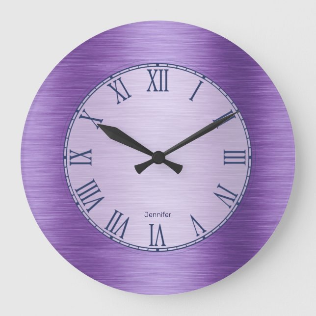 Metallic purple roman numerals large clock (Front)