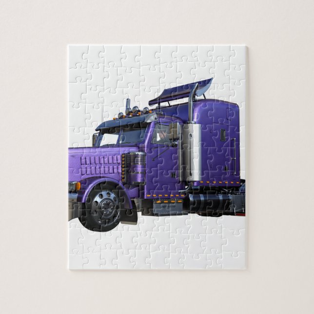 Metallic Purple Semi Tractor Trailer Truck Jigsaw Puzzle (Vertical)