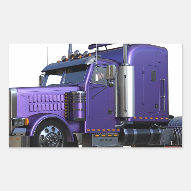 Metallic Purple Semi Tractor Trailer Truck Sticker (Front)