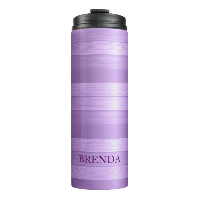 Metallic Purple Stripes Thermal Tumbler (Front)
