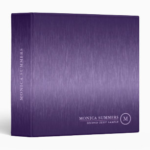 Metallic purple texture, minimalistic monogram binder