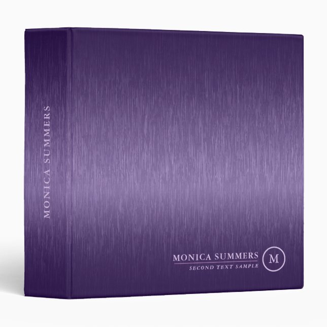 Metallic purple texture, minimalistic monogram binder (Front/Spine)
