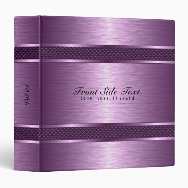Metallic Purple Tint Brushed Aluminum Look Binder (Front/Spine)