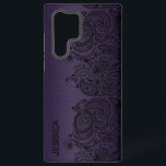 Metallic Purple With Black Paisley Lace Samsung Galaxy Case<br><div class="desc">Image of a metallic purple background with a black floral paisley accent.</div>