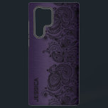 Metallic Purple With Black Paisley Lace Samsung Galaxy Case<br><div class="desc">Image of a metallic purple background with a black floral paisley accent.</div>