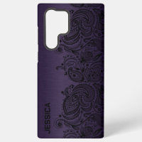 Metallic Purple With Black Paisley Lace