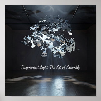 Metallic Puzzle Chaos: Floating Abstract Art Poster