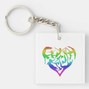 Metallic Rainbow Heart Acrylic Keychain