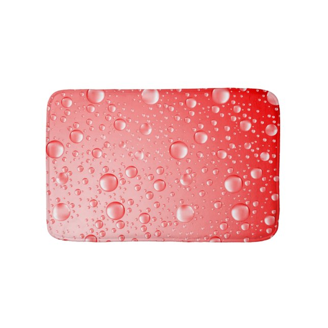 Metallic Red Abstract Rain Drops Bath Mat (Front)