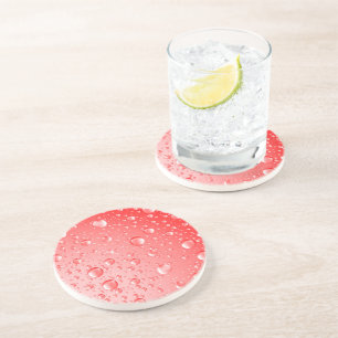 Metallic Red Abstract Rain Drops Coaster