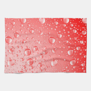 Metallic Red Abstract Rain Drops Kitchen Towel