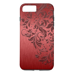 Metallic Red Background With Dark Red Lace Case-Mate iPhone Case