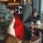 Metallic Red & Black Geometric Design Case-Mate iPhone 14 Pro Case<br><div class="desc">Elegant image of a black and red shiny metallic texture,  stainless steel look. Masculine modern geometric design with customizable monogram.</div>