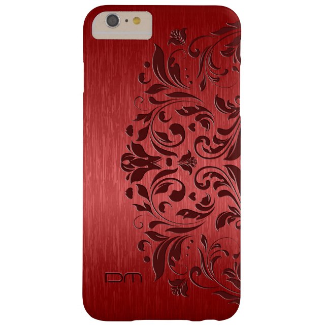 Metallic Red Brushed Aluminum & Floral Lace Case-Mate iPhone Case (Back)