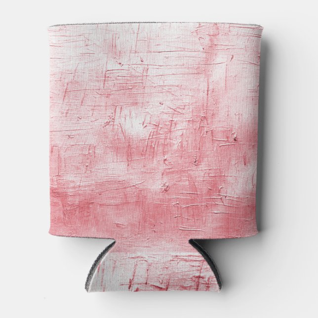 Metallic Red Canvas: Brushstroke Elegance. Can Cooler (Front)