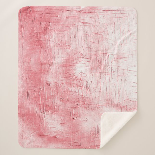 Metallic Red Canvas: Brushstroke Elegance. Sherpa Blanket (Front)