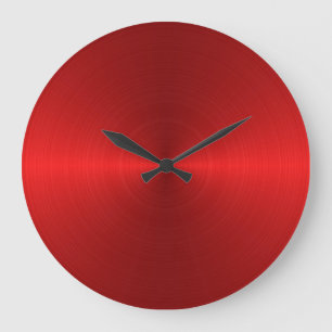 Metallic Red Concentric Circle Gradient Large Clock