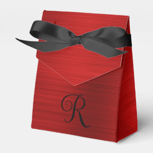 Metallic Red Curly Black Monogram Favor Box