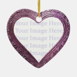 Metallic Red  Heart Frame Ceramic Ornament