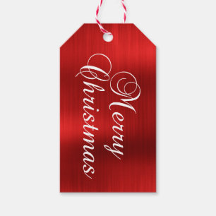 Metallic Red Merry Christmas Gift Tags