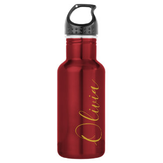 Metallic Red Olivia Script Name Design Type 532 Ml Water Bottle