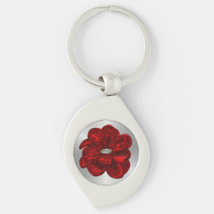 Metallic Red Poppy Keychain