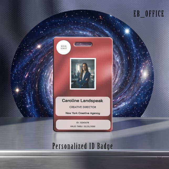 Metallic Red Ruby Dots, Custom Logo Photo ID  Badge (Metallic Red Custom Logo Photo ID Vertical Badge Template. Size: 2.13 x 3.38 Inches)