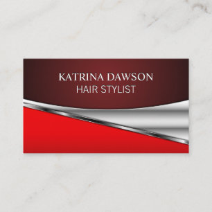 Metallic Red Shiny Abstract Business Card