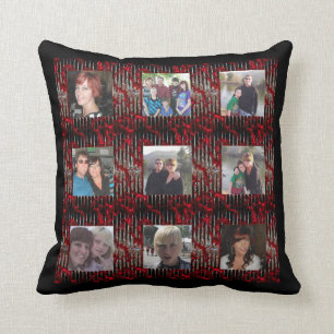 Metallic Red & Silver Frame Add Photos Instagram C Throw Pillow