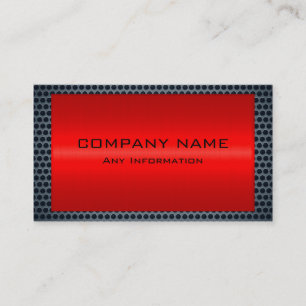 Metallic Red Stainless Grey Steel Hole Look Business Card