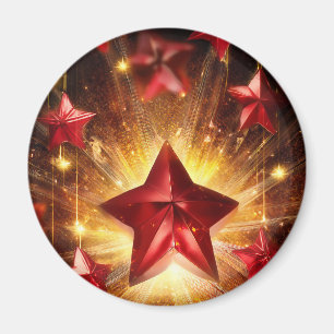 Metallic Red Stars With Bust Of Golden Energy  Magnet