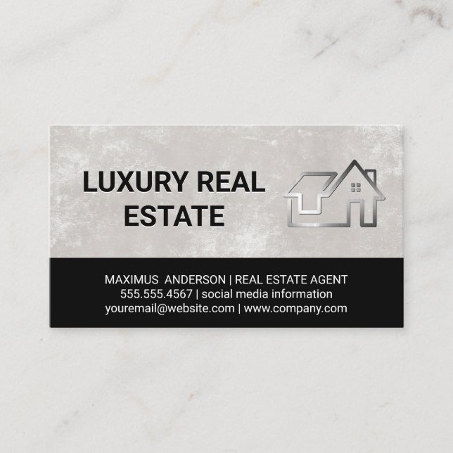 Metallic Residential Building Logo Business Card (Front)