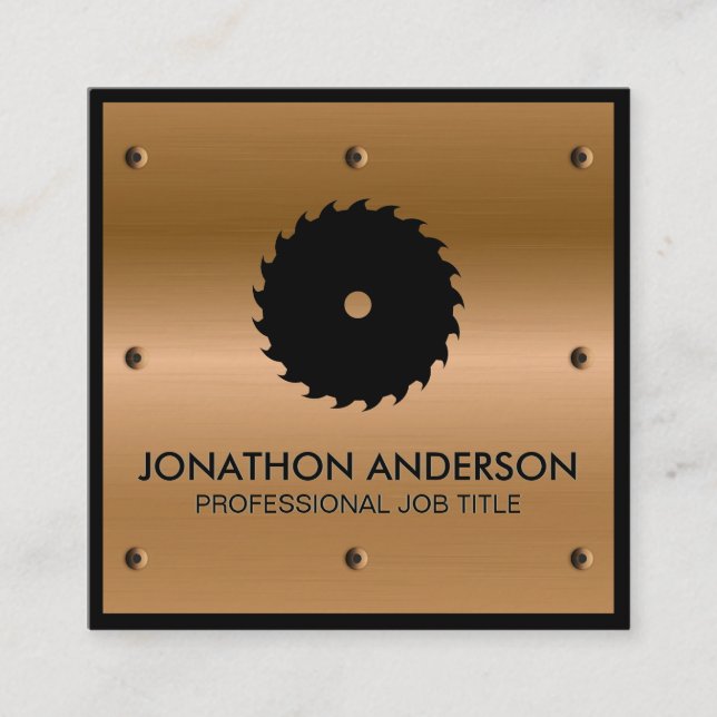Metallic Rivet | Industrial Saw Square Business Card (Front)