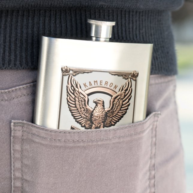 Metallic Rose-Gold Bold Eagle  Hip Flask (In Situ)