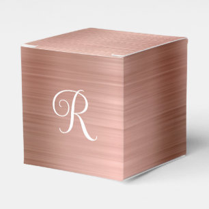 Metallic Rose Gold Curly Monogram Favor Box