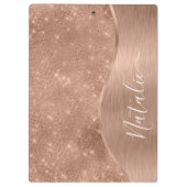 Metallic Rose Gold Glitter Personalized Clipboard (Back)