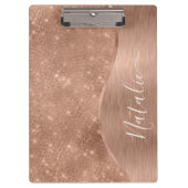 Metallic Rose Gold Glitter Personalized Clipboard (Front)
